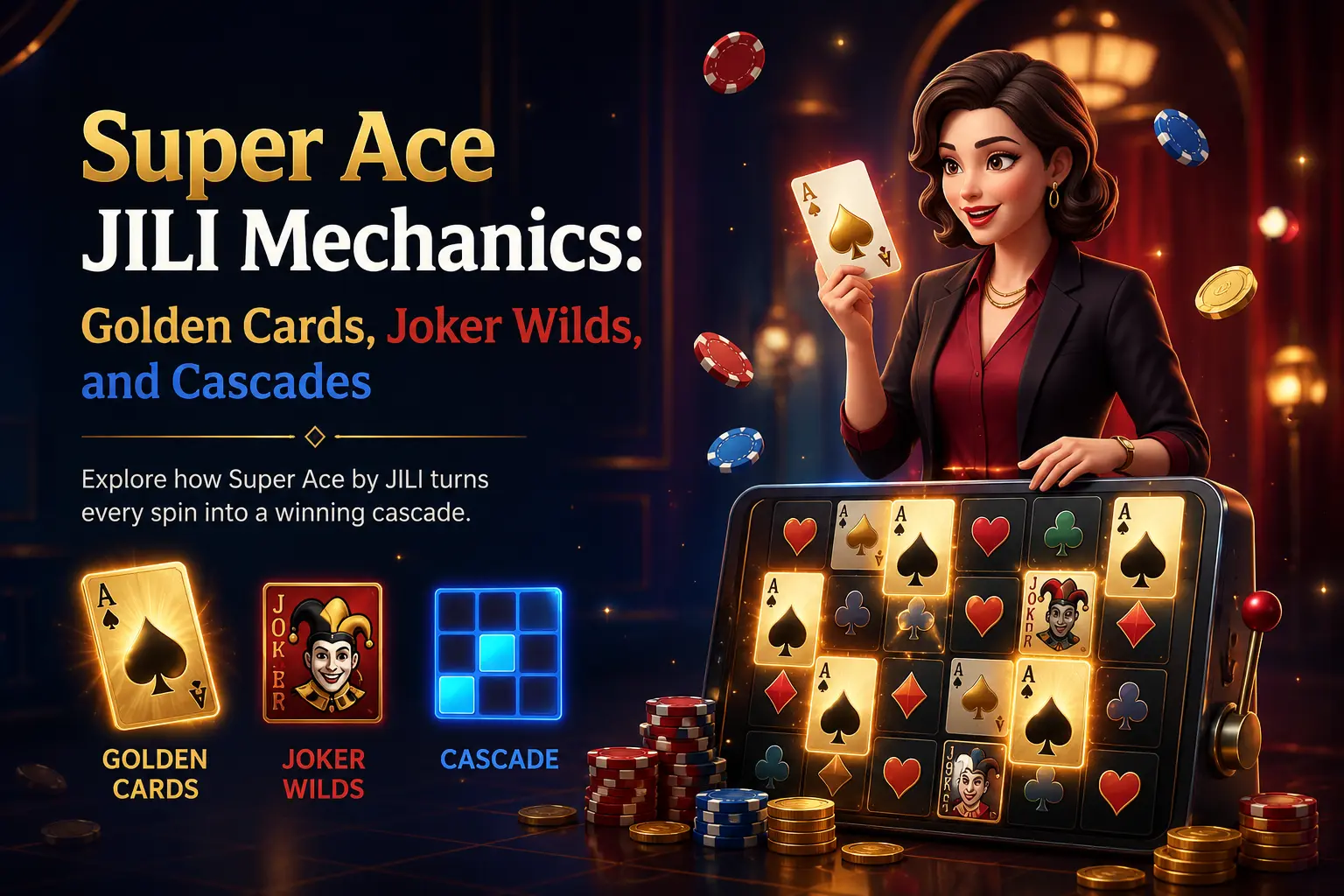 Super Ace JILI Mechanics: Golden Cards, Joker Wilds, and Cascades